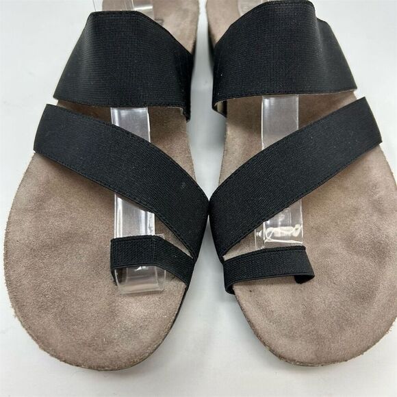 Munro Women's Slide Sandals Black Size 8.5 Toe Loop Stretch Straps Casual - Picture 5 of 12